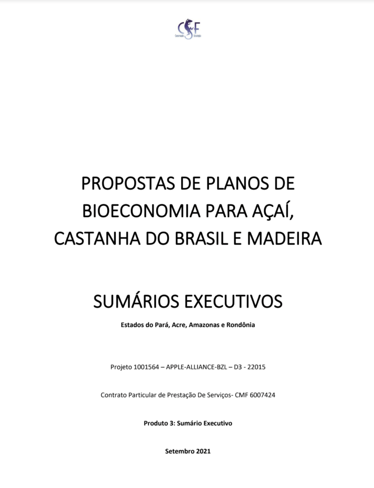 PROPOSTAS DE PLANOS DE BIOECONOMIA PARA AÇAÍ